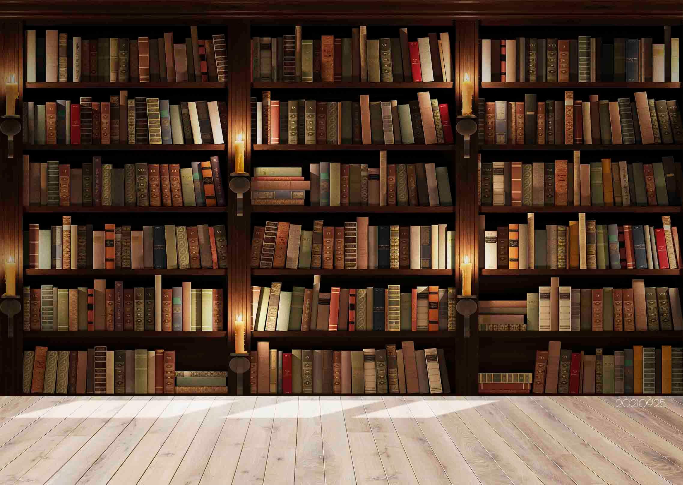 3D Library Bookshelf realistic bookshelf wall mural wall mural wallpaper for office
