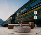 3D Green Shabby Tin Train Wall Mural Wallpaper GD 2477- Jess Art Decoration