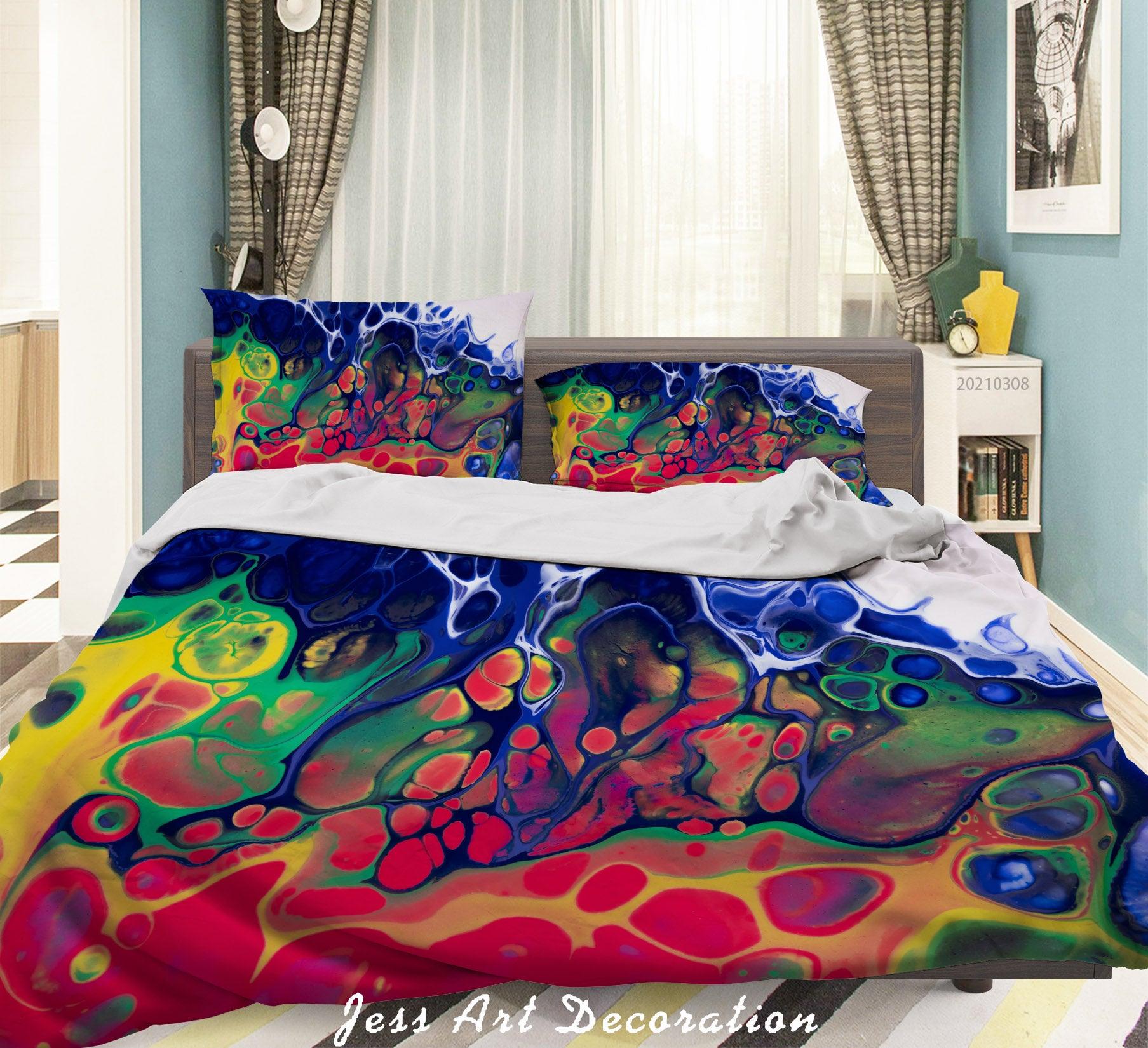 3D Abstract Colorful Marble Texture Quilt Cover Set Bedding Set Duvet Cover Pillowcases 259- Jess Art Decoration