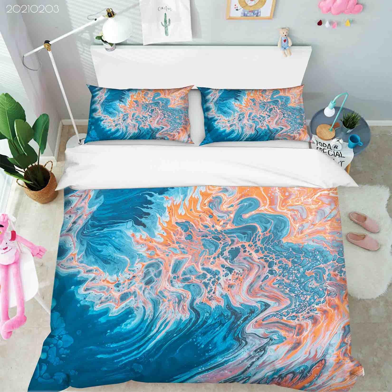3D Abstract Blue Marble Texture Quilt Cover Set Bedding Set Duvet Cover Pillowcases 37- Jess Art Decoration