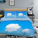 3D Blue Sky White Clouds Quilt Cover Set Bedding Set Pillowcases  7- Jess Art Decoration