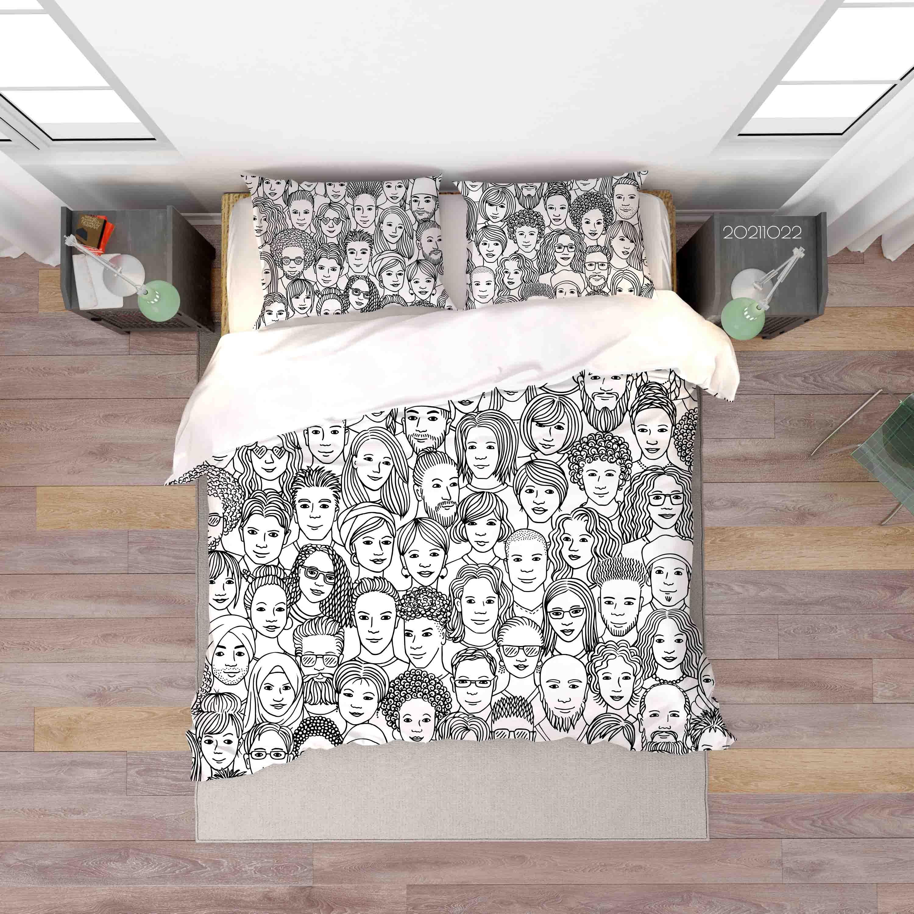 3D Abstract Human Face Art Graffiti Quilt Cover Set Bedding Set Duvet Cover Pillowcases 25- Jess Art Decoration