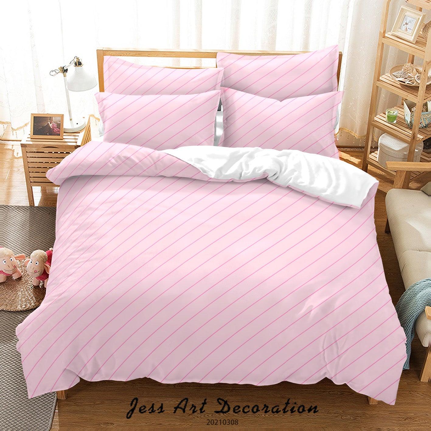 3D Pink Geometric Lines Quilt Cover Set Bedding Set Duvet Cover Pillowcases 5- Jess Art Decoration