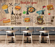 3D Fast Food Plank Background Pattern Wall Mural Wallpaper GD 3374- Jess Art Decoration