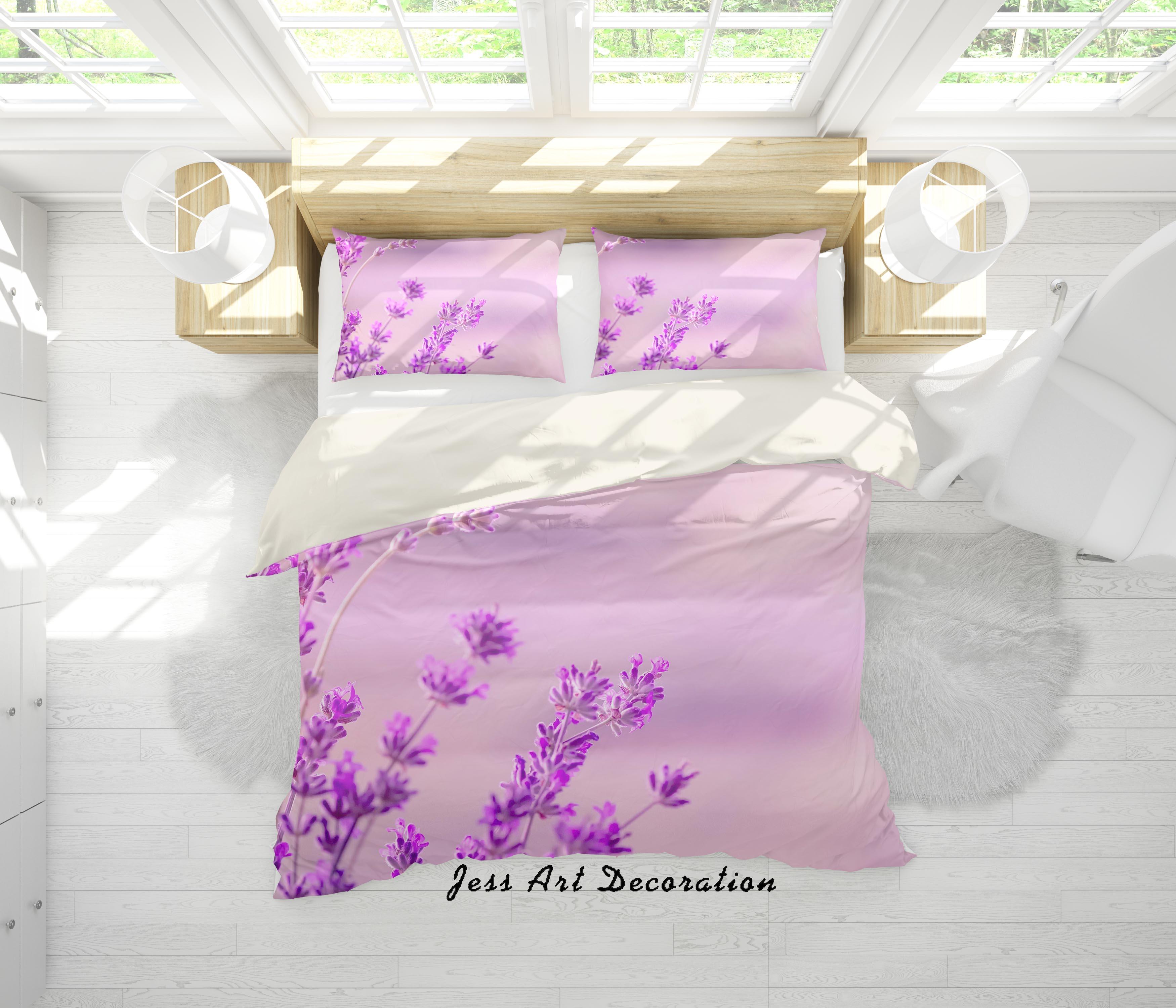 3D Purple Lavender Quilt Cover Set Bedding Set Pillowcases 79- Jess Art Decoration