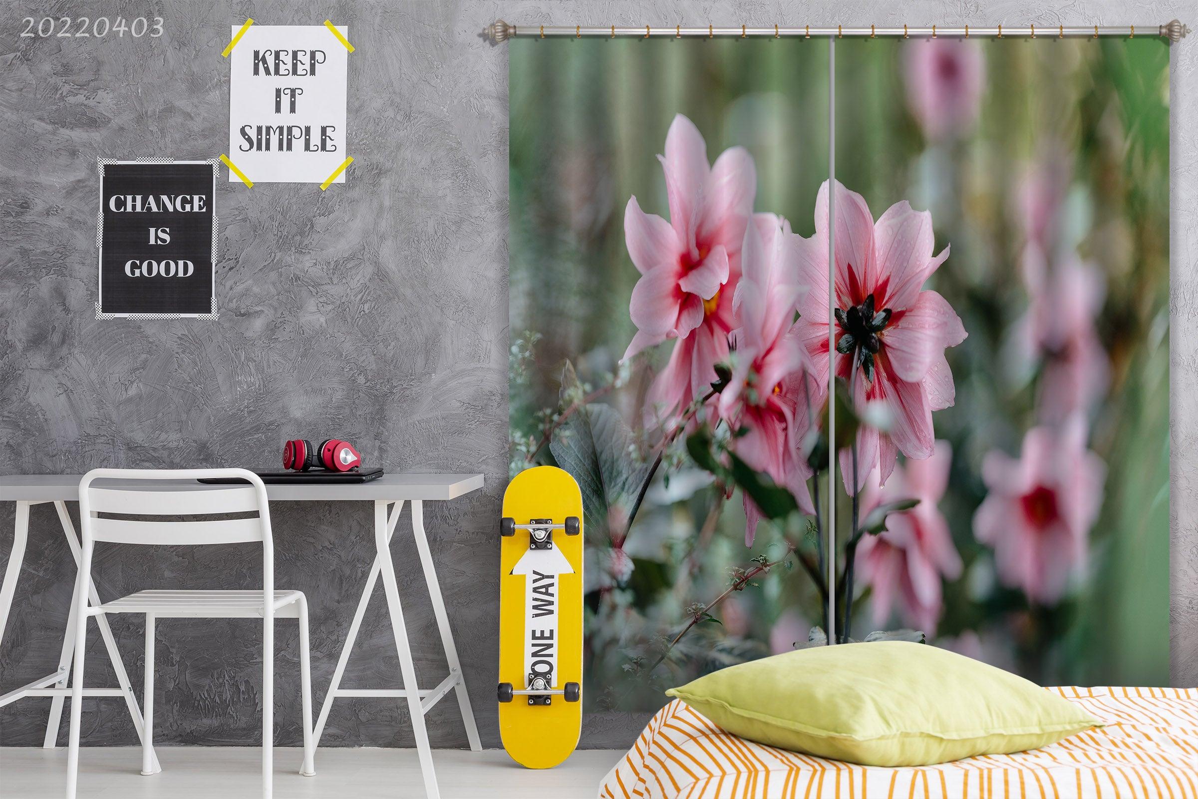 3D Pastoral Plant Pink Flower Curtains and Drapes GD 3411- Jess Art Decoration