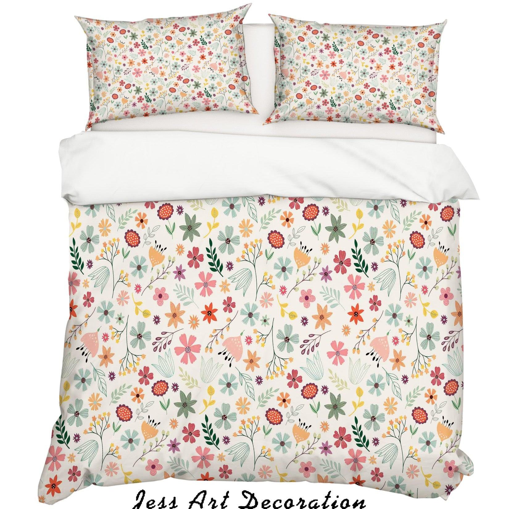 3D Watercolor Floral Quilt Cover Set Bedding Set Pillowcases 90- Jess Art Decoration