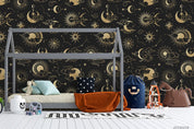 3D Golden Space Sun Moon Wall Mural Wallpaper LQH 464- Jess Art Decoration