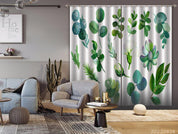 3D Watercolor Green Plant Leaf Floral Curtains and Drapes GD 4758- Jess Art Decoration