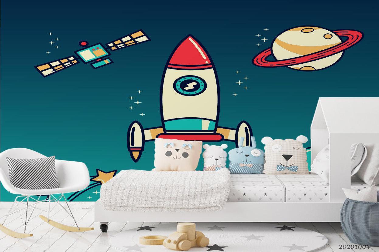 3D Cartoon Planet Astronaut Wall Mural Wallpaper WJ 1484- Jess Art Decoration