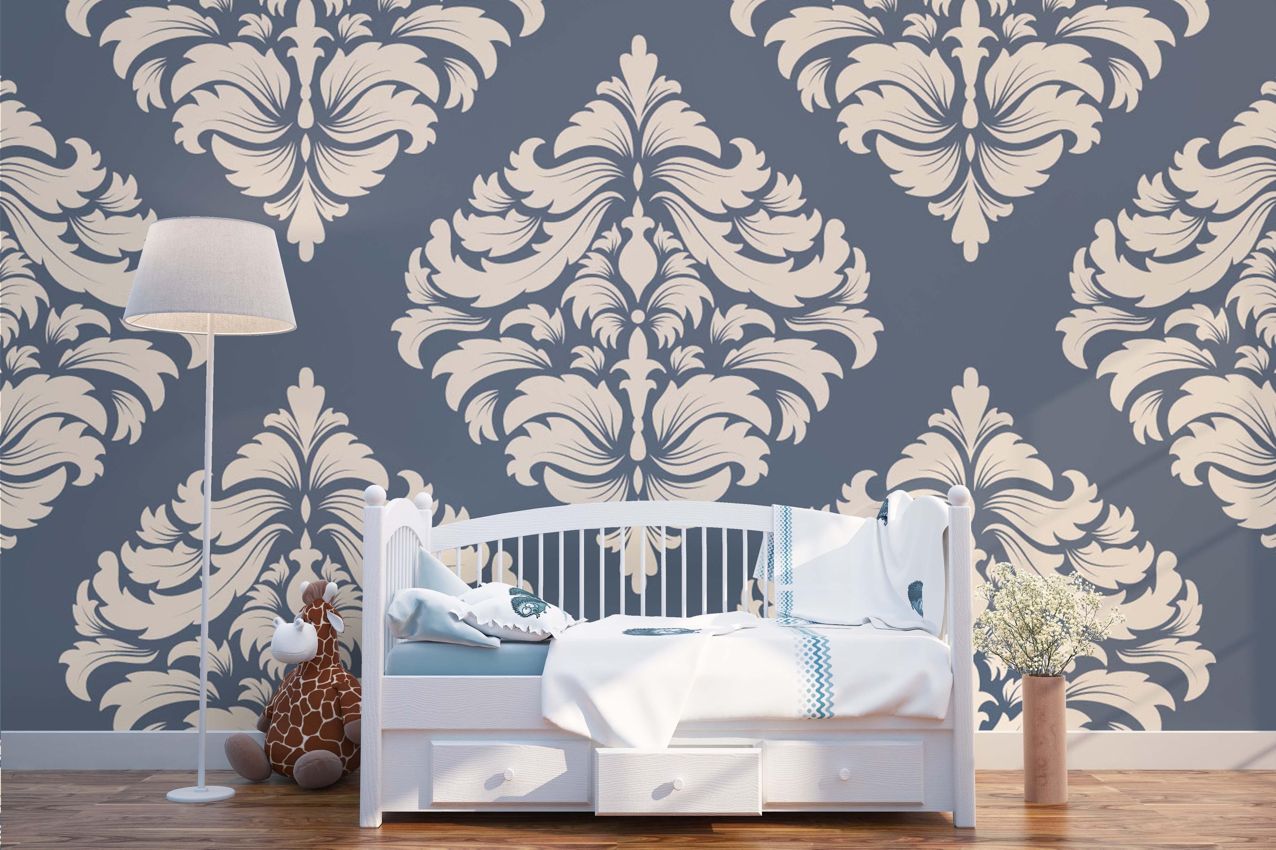 3D Grey Floral Pattern Wall Mural Wallpaper 68- Jess Art Decoration