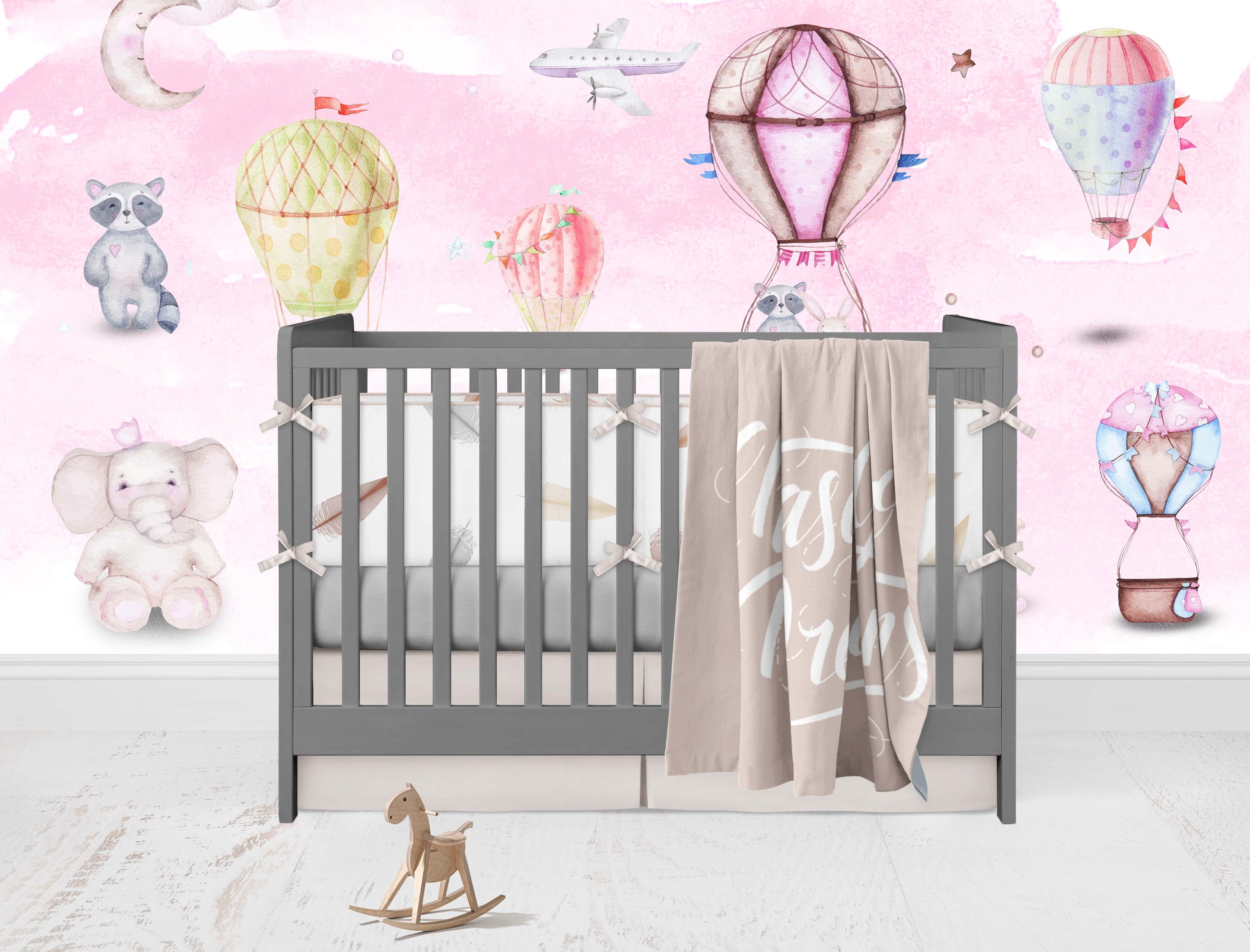 3D bear rabbit moon aircraft hot air balloon wall mural wallpaper 31- Jess Art Decoration