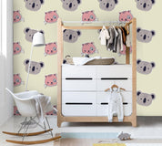 3D Cartoon Cat Koala Wall Mural Wallpaper A216 LQH- Jess Art Decoration