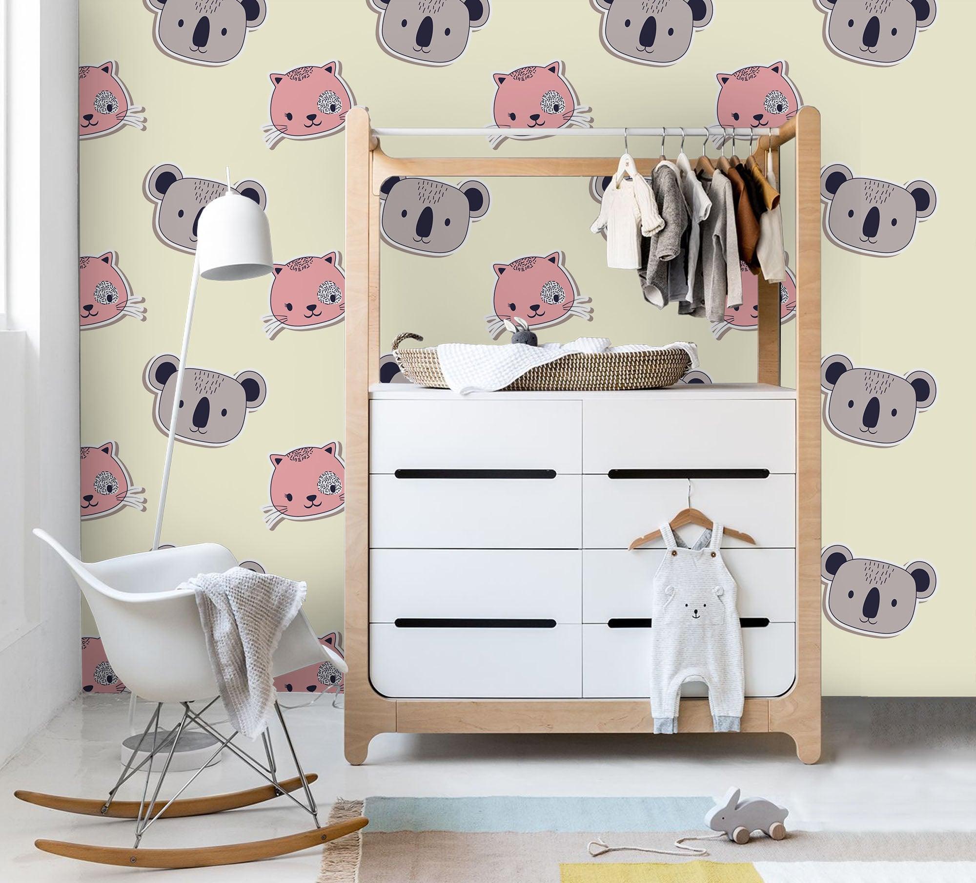 3D Cartoon Cat Koala Wall Mural Wallpaper A216 LQH- Jess Art Decoration