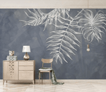 3D Modern Freehand Grey Leaves Wall Mural 252- Jess Art Decoration