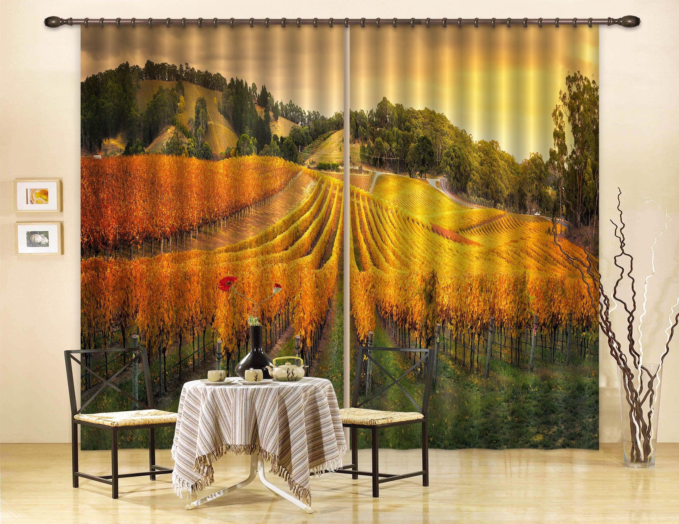 3D Green Fields Wheat Fields Curtains and Drapes A130- Jess Art Decoration