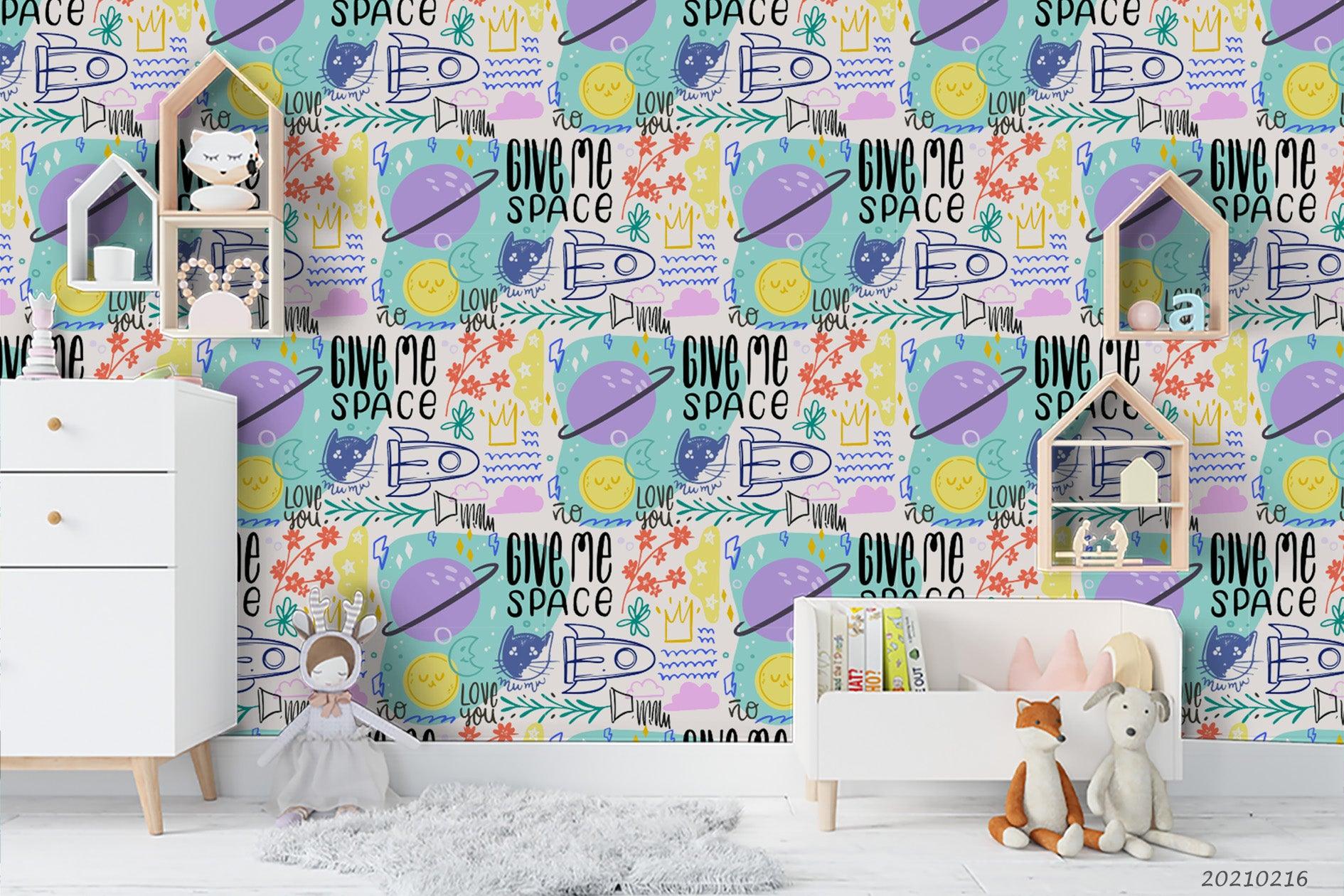 3D Hand Drawn Color Rocket Planet Wall Mural Wallpaper LQH 434- Jess Art Decoration