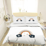 3D White Rainbow Star Quilt Cover Set Bedding Set Duvet Cover Pillowcases SF79- Jess Art Decoration