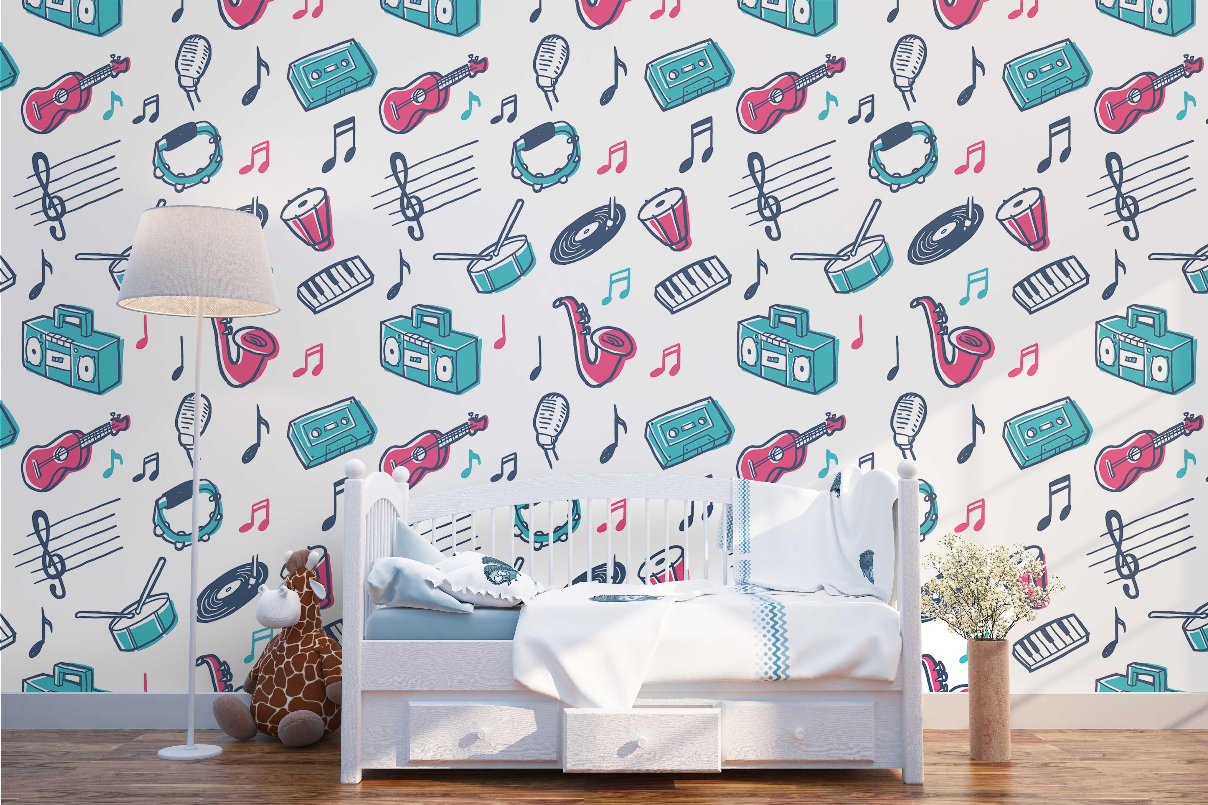 3D Colorful Musical Instrument Wall Mural Wallpaper 21- Jess Art Decoration