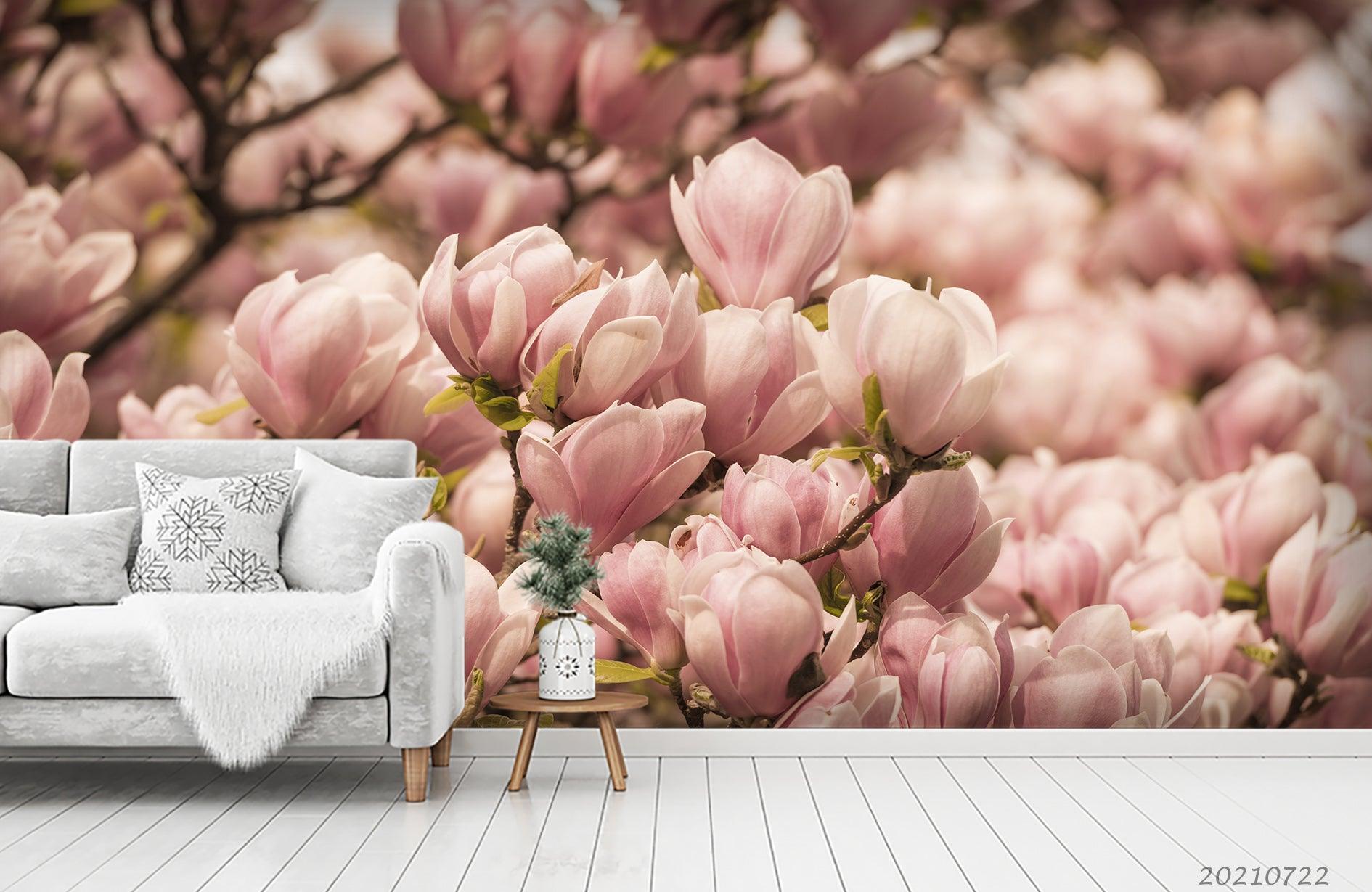 3D Pink Magnolia Flower Fragrance Wall Mural Wallpaper LQH 694- Jess Art Decoration