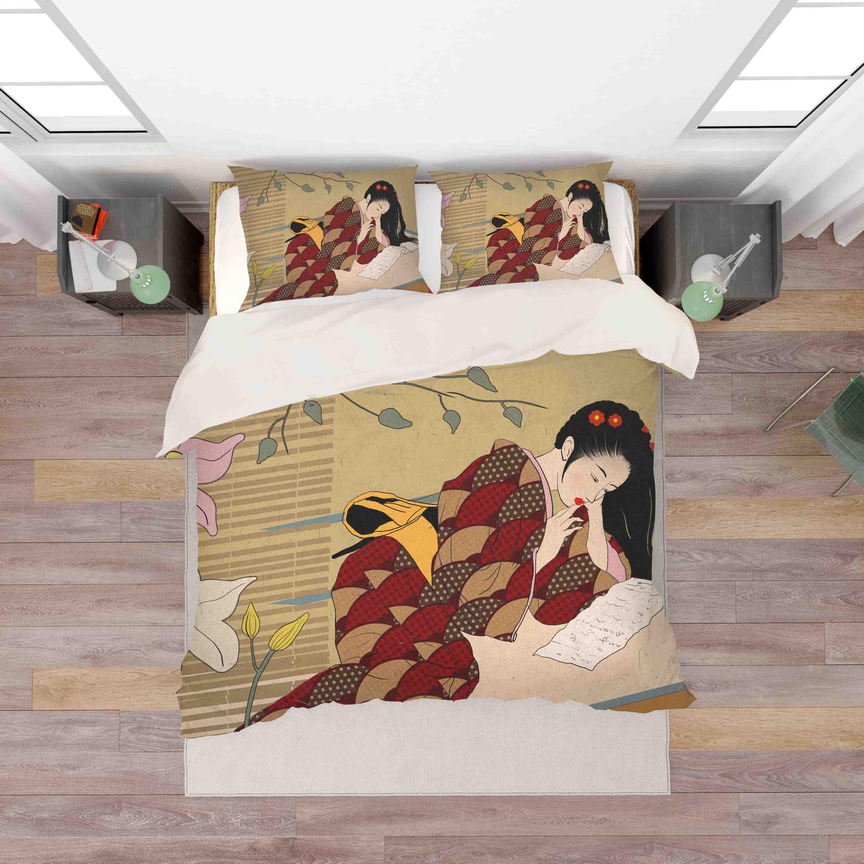 3D Abstract Kimono Woman Quilt Cover Set Bedding Set Pillowcases 76- Jess Art Decoration