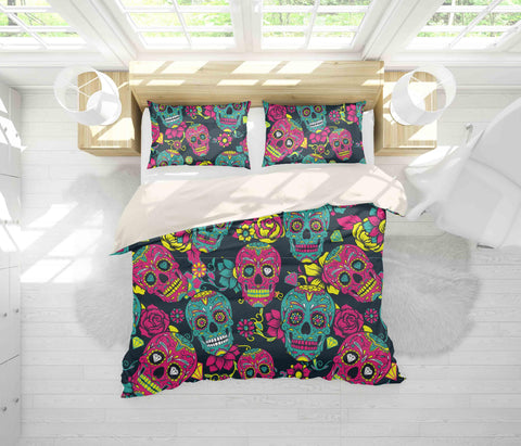 3D Red Skull Quilt Cover Set Bedding Set Pillowcases 27- Jess Art Decoration