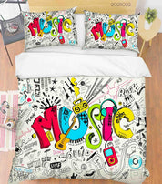 3D Abstract Color Music Graffiti Quilt Cover Set Bedding Set Duvet Cover Pillowcases 67- Jess Art Decoration