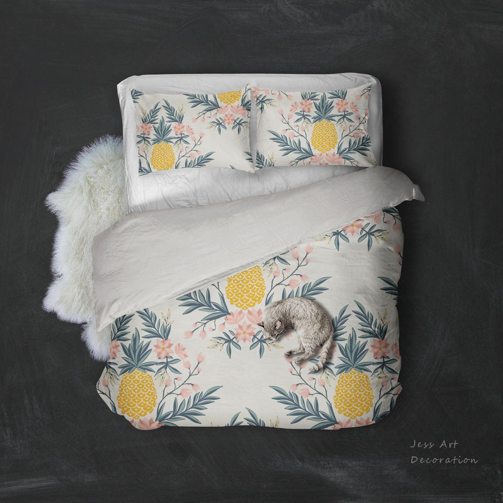 3D Pineapple Pink Floral Quilt Cover Set Bedding Set Pillowcases 94- Jess Art Decoration