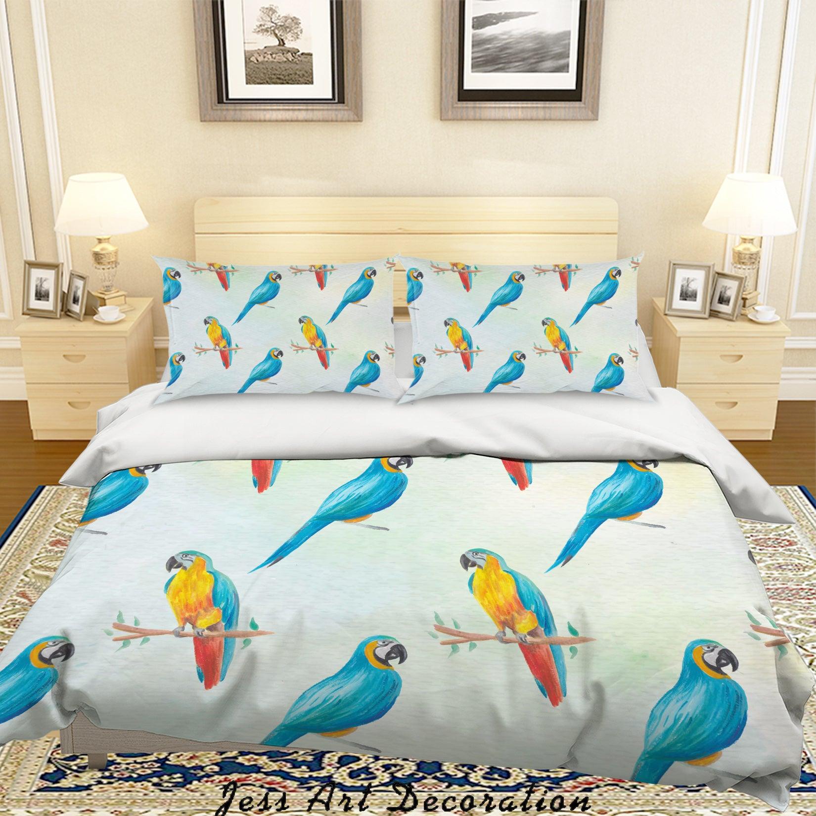3D Watercolor Parrots Quilt Cover Set Bedding Set Pillowcases 123- Jess Art Decoration