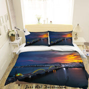 3D Sunset Sky Sea Bridge Landscape Quilt Cover Set Bedding Set Duvet Cover Pillowcases 130- Jess Art Decoration