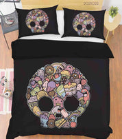 3D Abstract Skull Graffiti Pattern Quilt Cover Set Bedding Set Duvet Cover Pillowcases 79- Jess Art Decoration