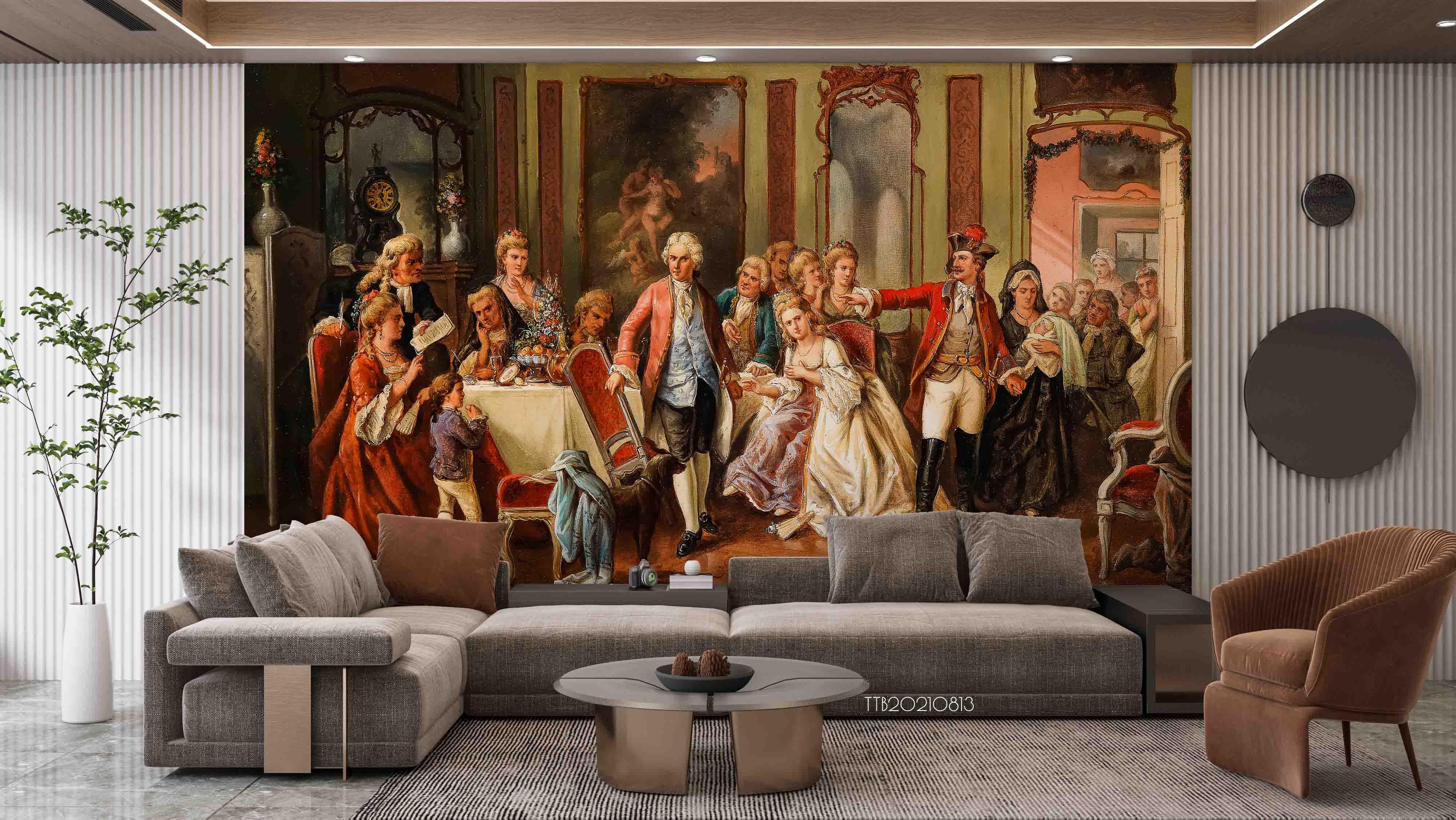 3D Oil Painting Europe Retro Noble Party Wall Mural WallpaperSWW5118- Jess Art Decoration