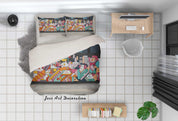 3D Graffiti Colorful Quilt Cover Set Bedding Set Duvet Cover Pillowcases LXL- Jess Art Decoration