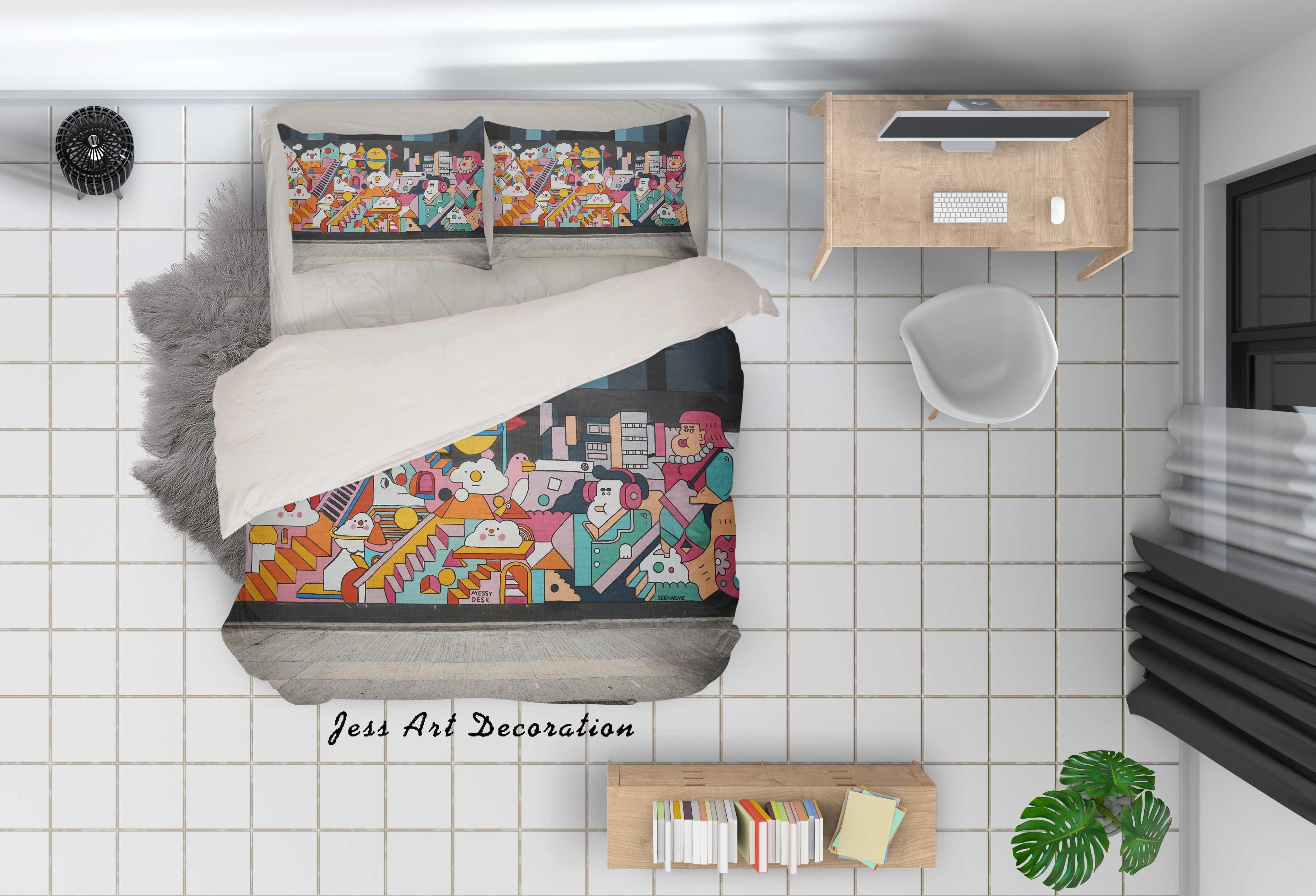 3D Graffiti Colorful Quilt Cover Set Bedding Set Duvet Cover Pillowcases LXL- Jess Art Decoration