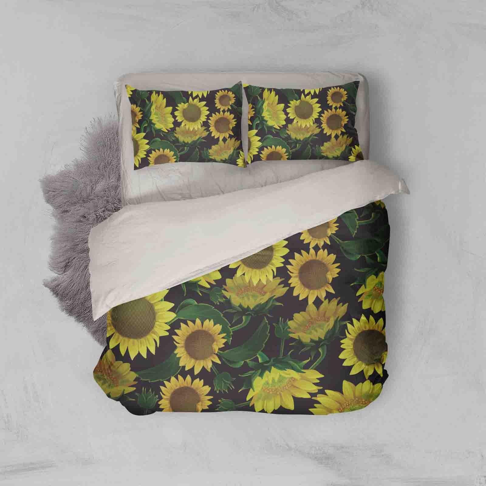 3D Yellow Sunflower Quilt Cover Set Bedding Set Pillowcases 100- Jess Art Decoration