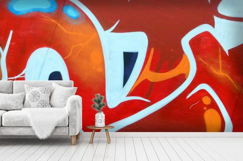3D Red Graffiti Wall Mural Wallpaper- Jess Art Decoration