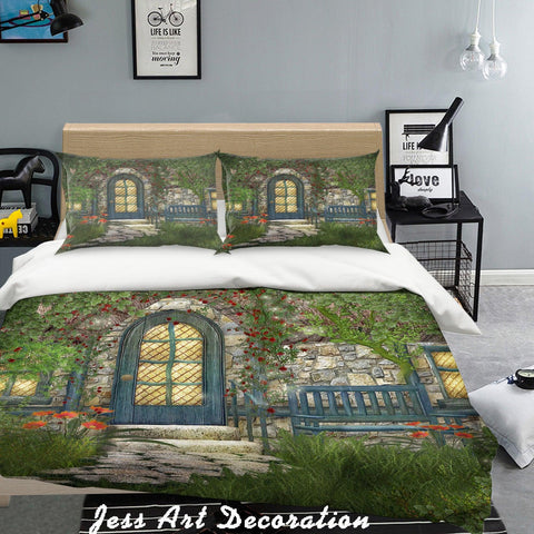3D Blue Yard Quilt Cover Set Bedding Set Pillowcases  12- Jess Art Decoration