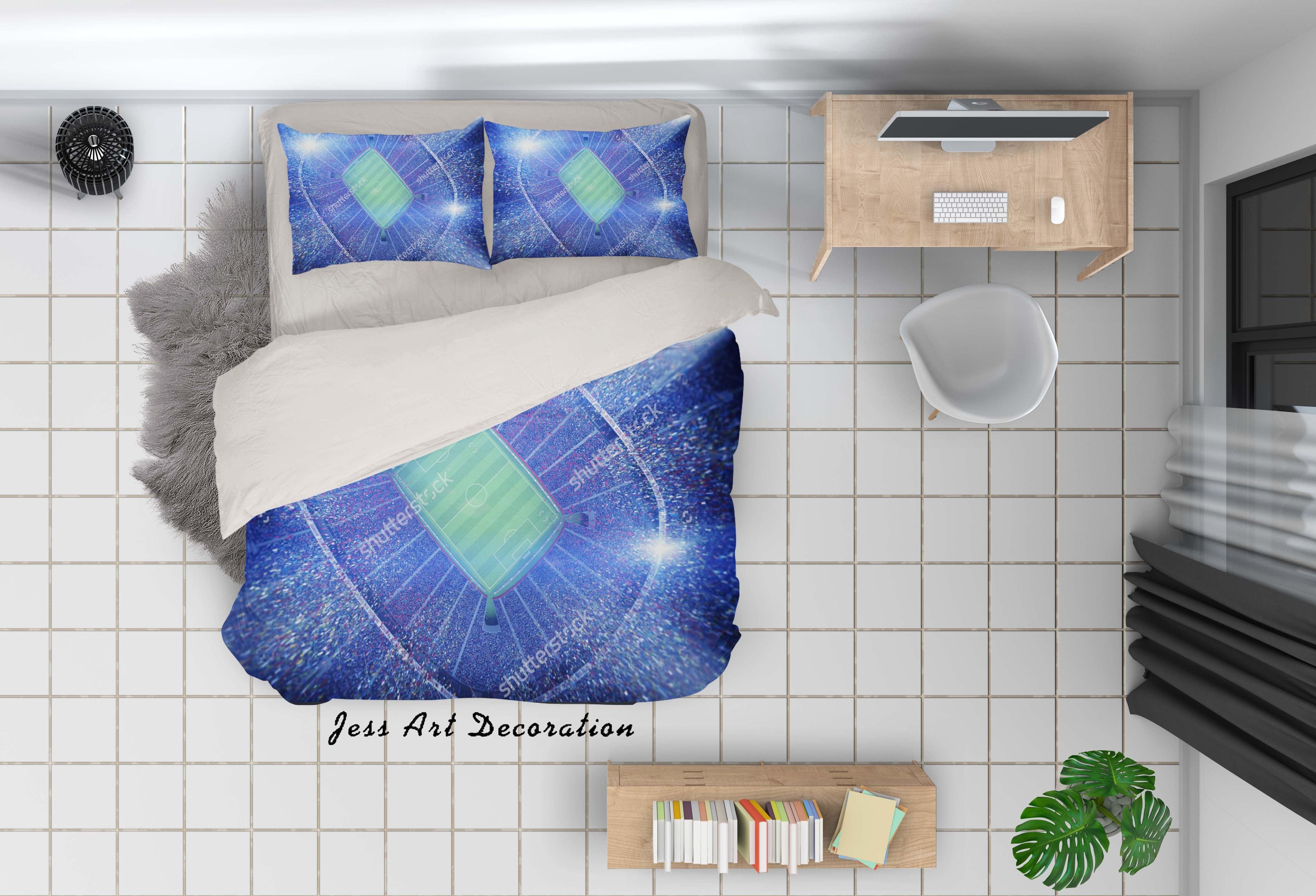 3D Blue Stadium Quilt Cover Set Bedding Set Pillowcases 78- Jess Art Decoration