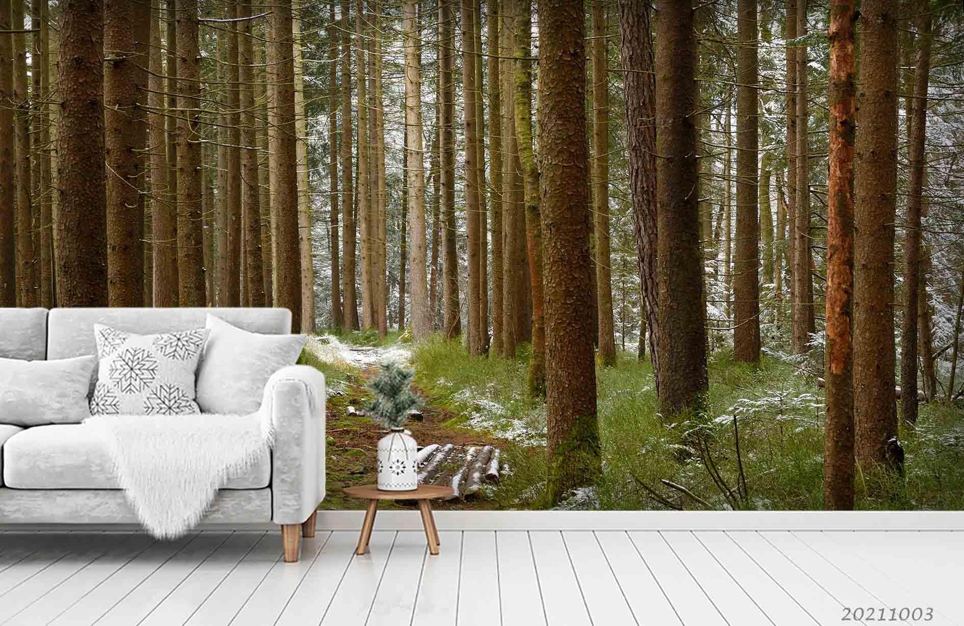 3D Green Tree Forest Nature Landscape Wall Mural Wallpaper LQH 517- Jess Art Decoration