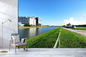 3D Tropics Building River Grass Land Wall Mural Wallpaper SWW305- Jess Art Decoration
