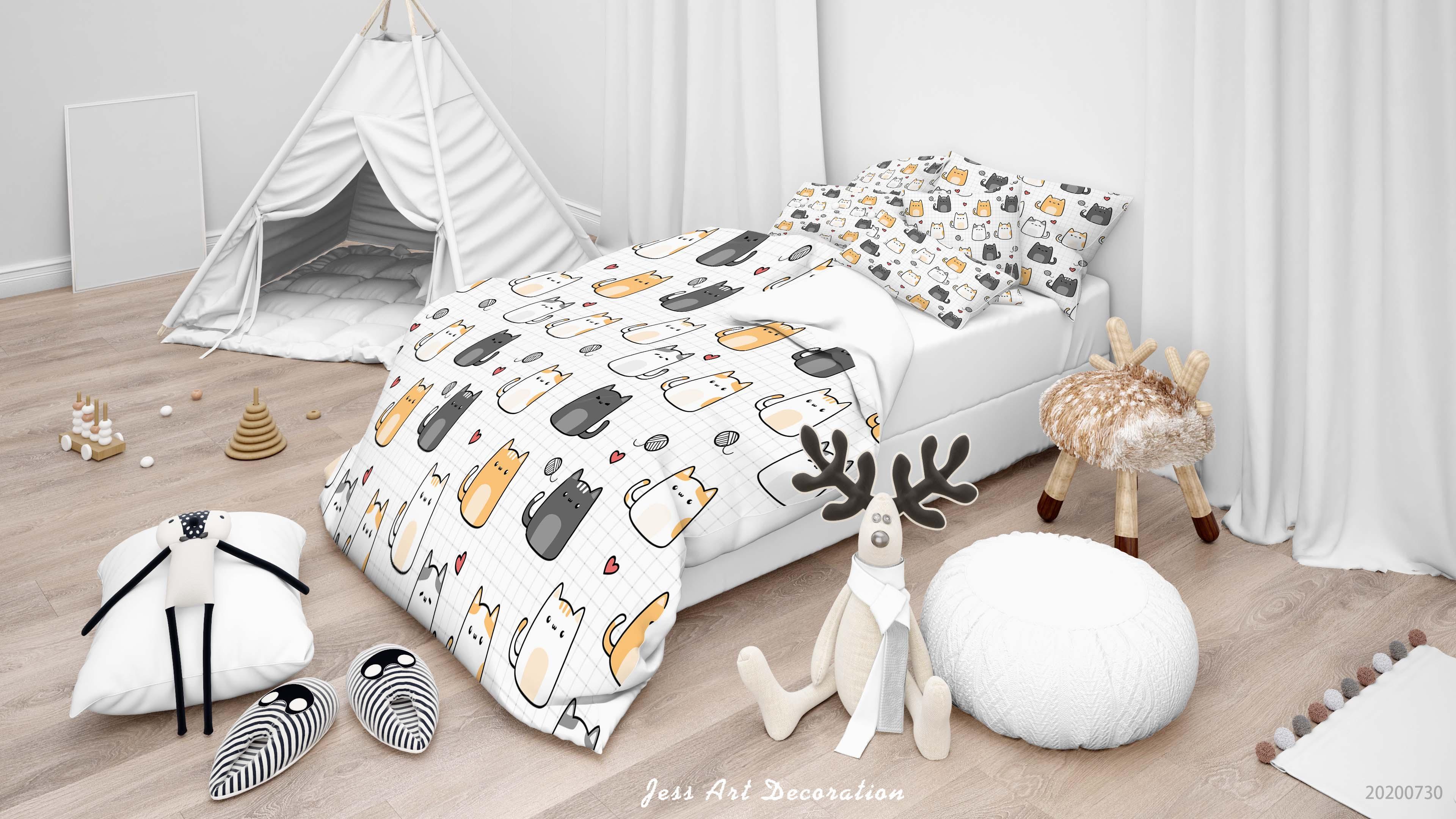 3D Cartoon Cat Quilt Cover Set Bedding Set Duvet Cover Pillowcases LXL 43- Jess Art Decoration