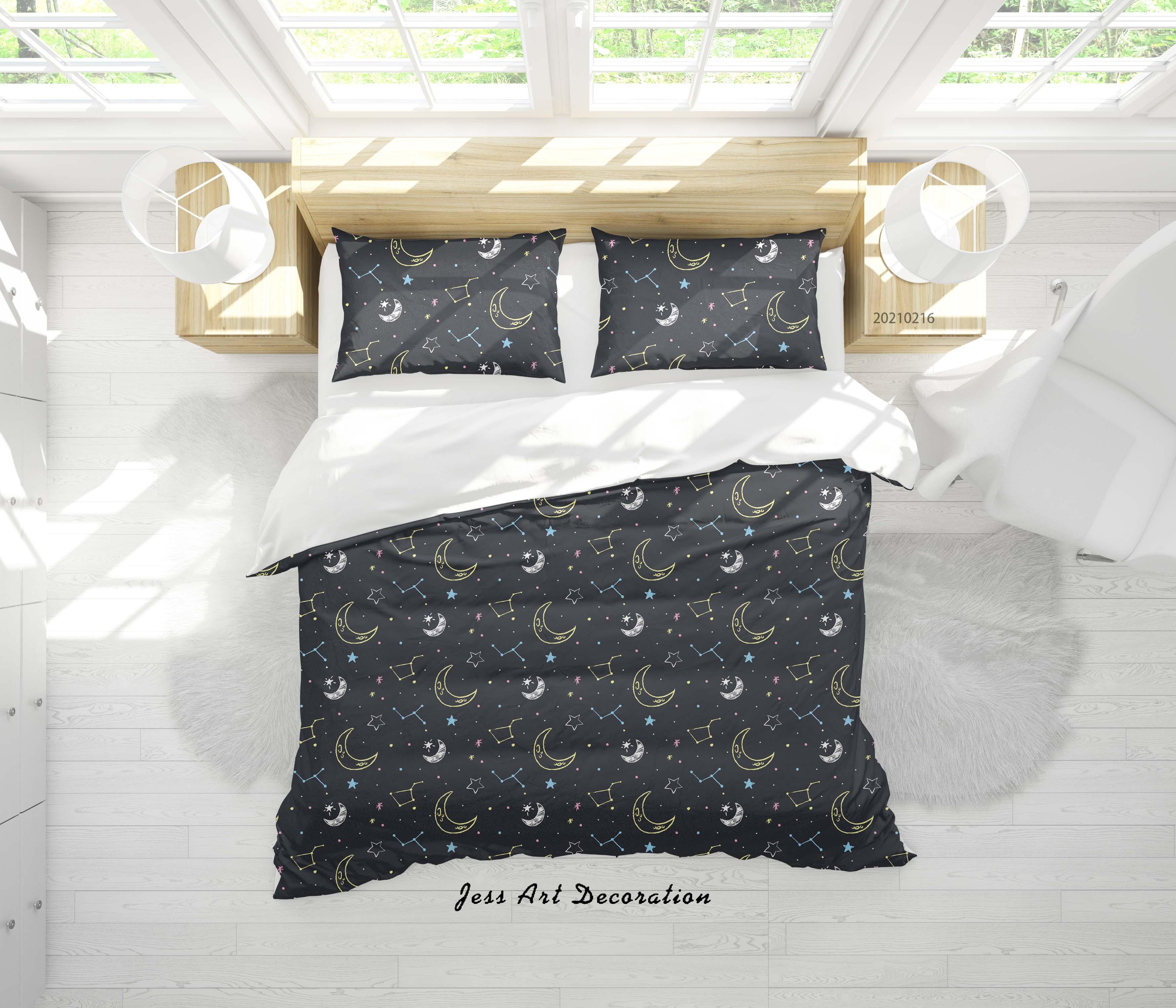 3D Hand Drawn Space Moon Cloud Quilt Cover Set Bedding Set Duvet Cover Pillowcases 279- Jess Art Decoration