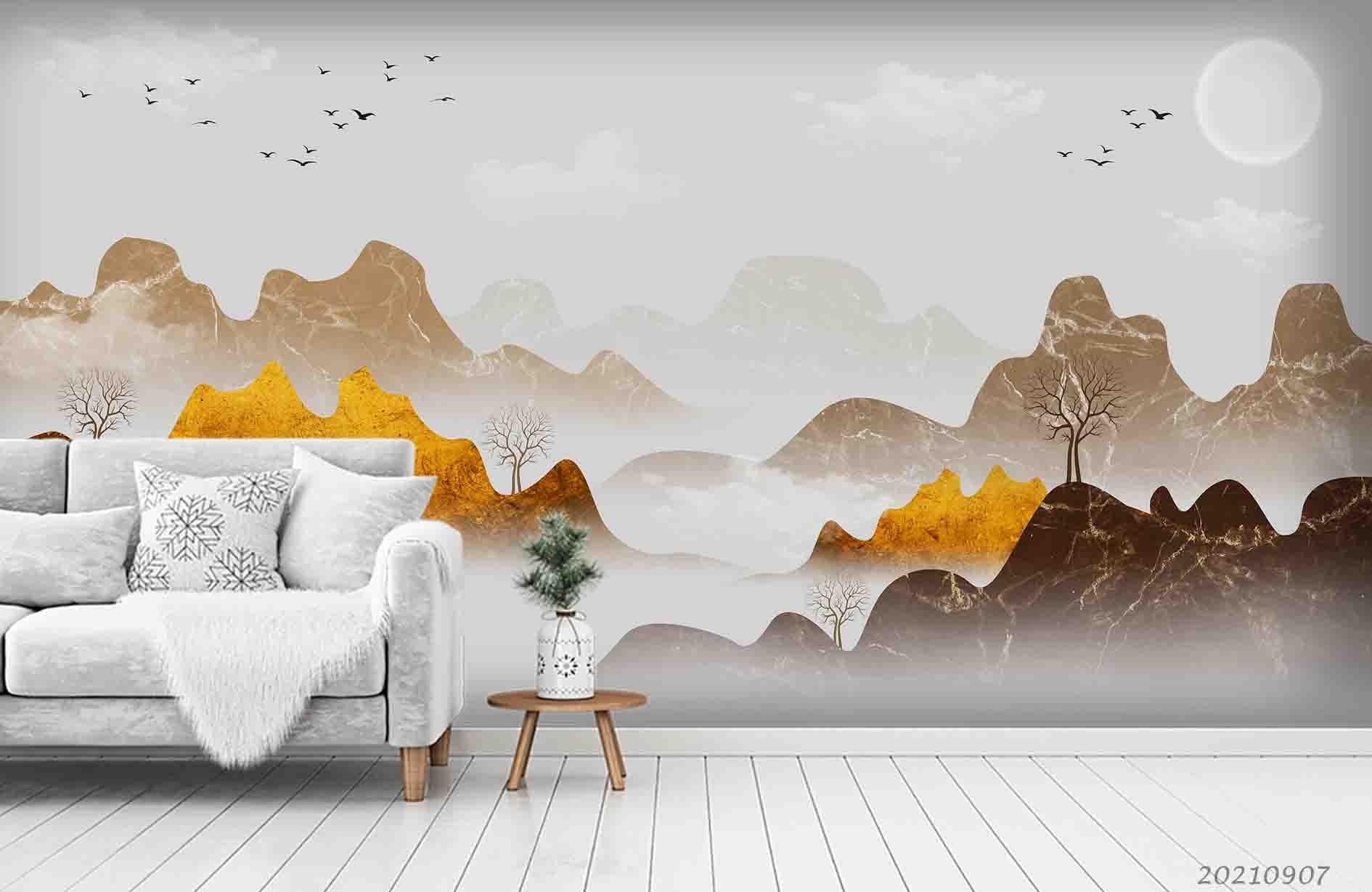 3D Sunset Sky Cloud Mountain Landscape Wall Mural Wallpaper LQH 236- Jess Art Decoration