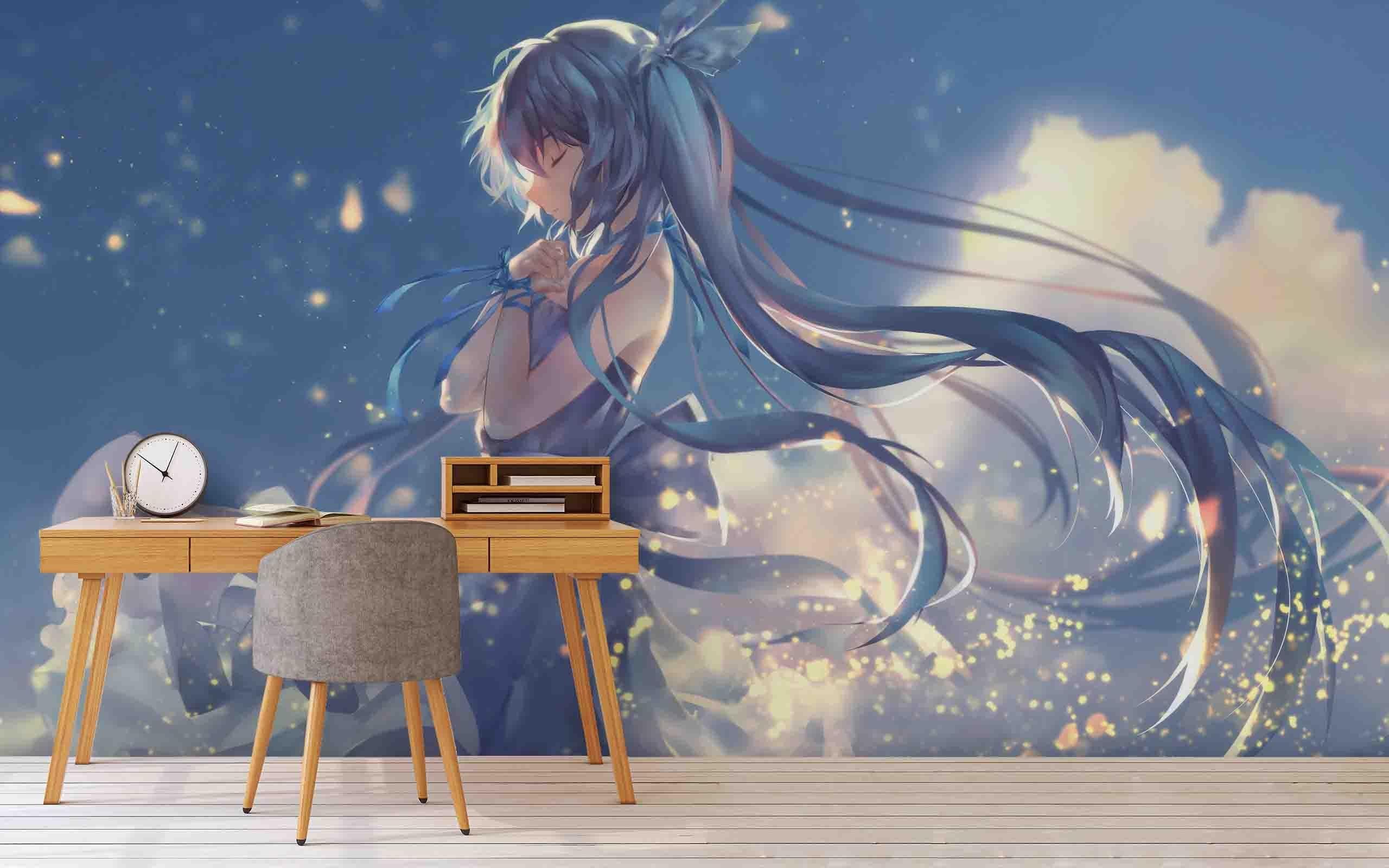 3D Cloud Anime Girl soft anime girl cloud mural wall mural wallpaper for bedroom