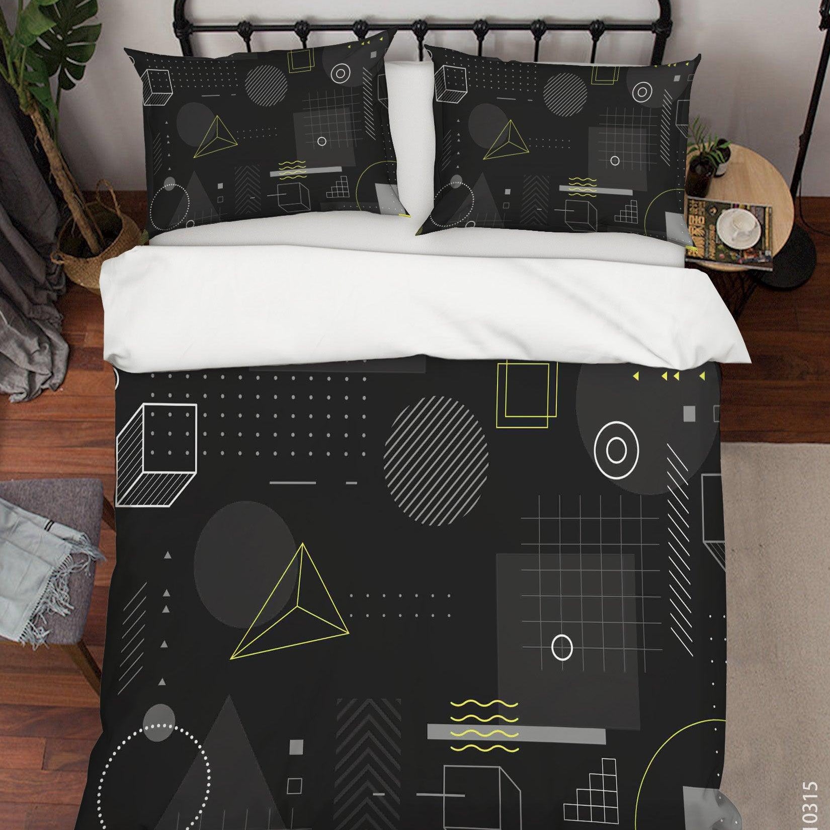 3D Abstract Black Pattern Quilt Cover Set Bedding Set Duvet Cover Pillowcases 79- Jess Art Decoration