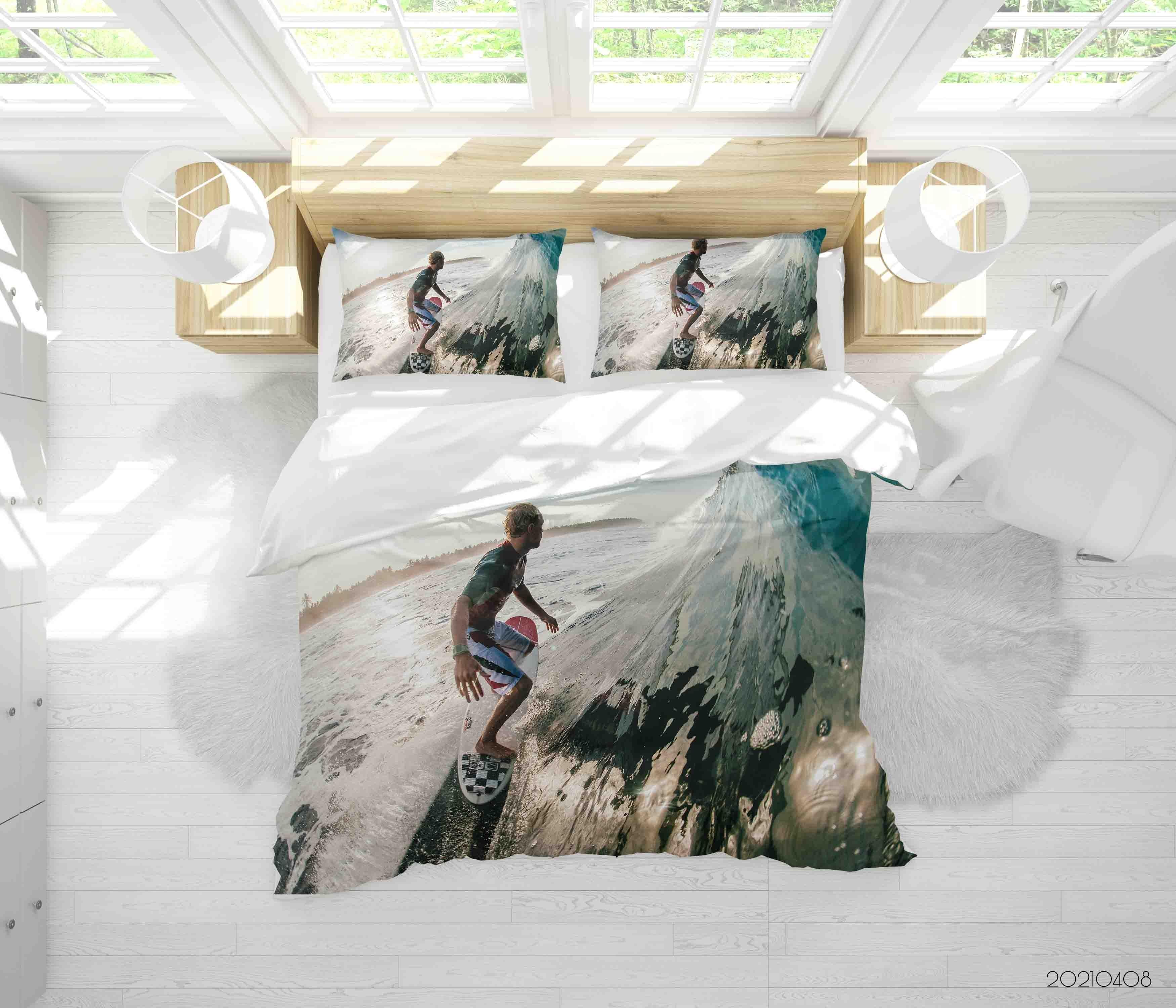 3D Ocean Wave Surfing Quilt Cover Set Bedding Set Duvet Cover Pillowcases 17- Jess Art Decoration