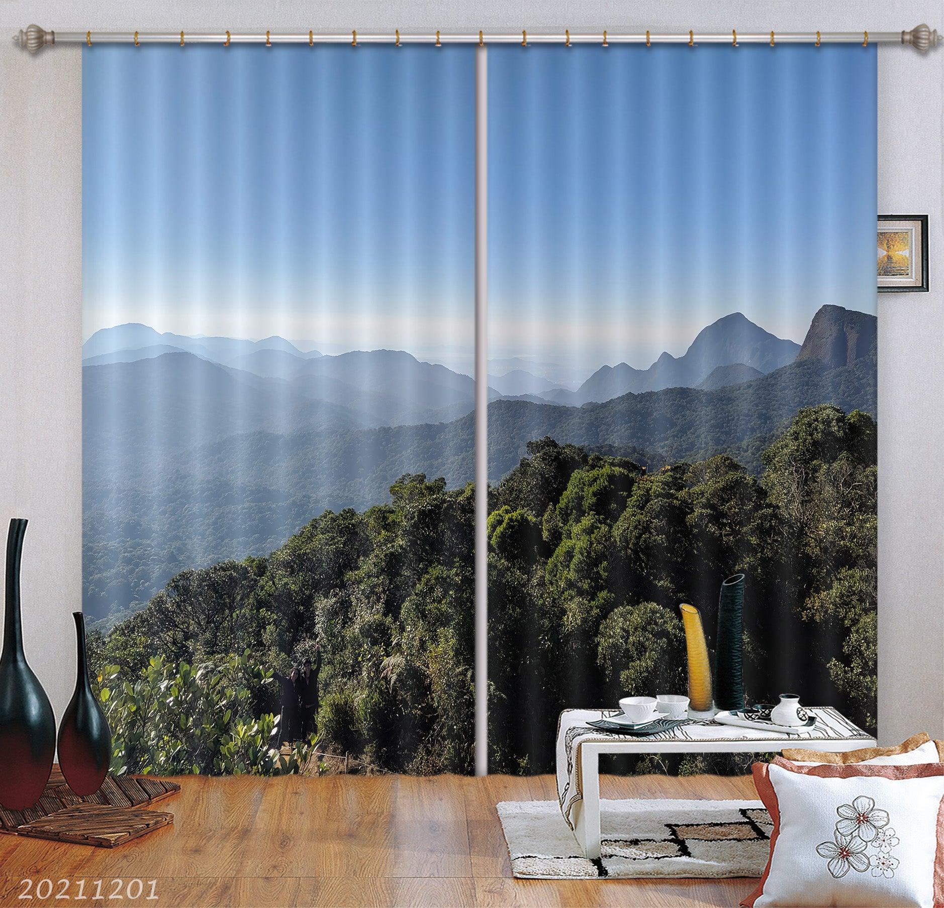 3D Landscape Nature Mountain Forest Green Curtains and Drapes LLL 9- Jess Art Decoration