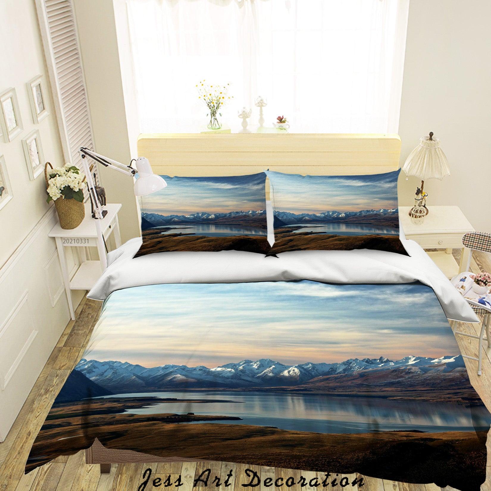 3D Sky Mountain Lake Landscape Quilt Cover Set Bedding Set Duvet Cover Pillowcases 309- Jess Art Decoration