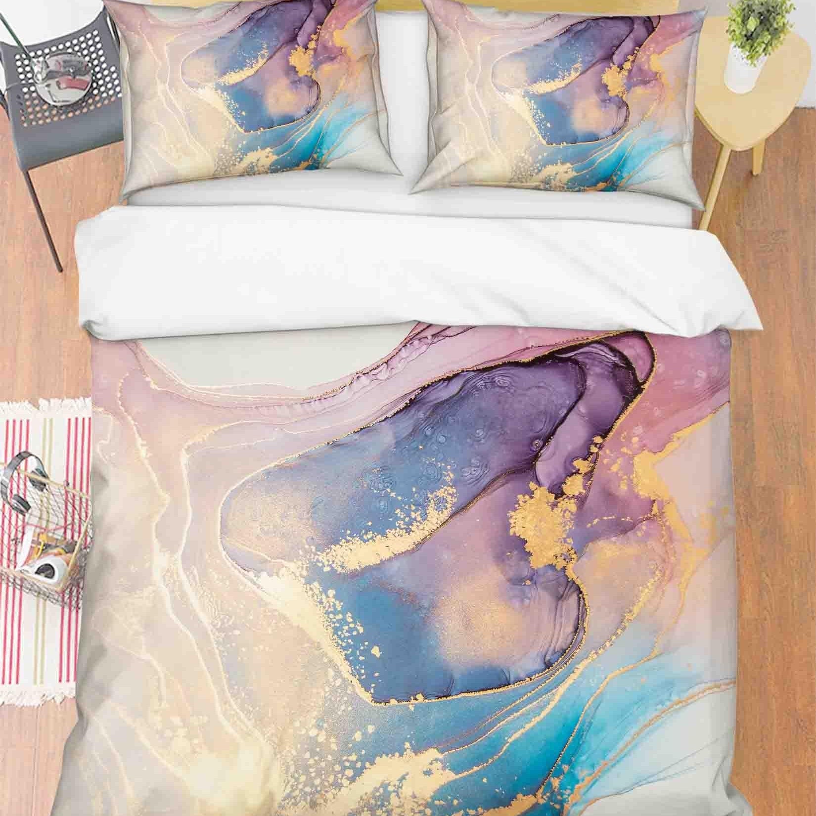 3D Colorful Marble Texture Quilt Cover Set Bedding Set Duvet Cover Pillowcases 60- Jess Art Decoration