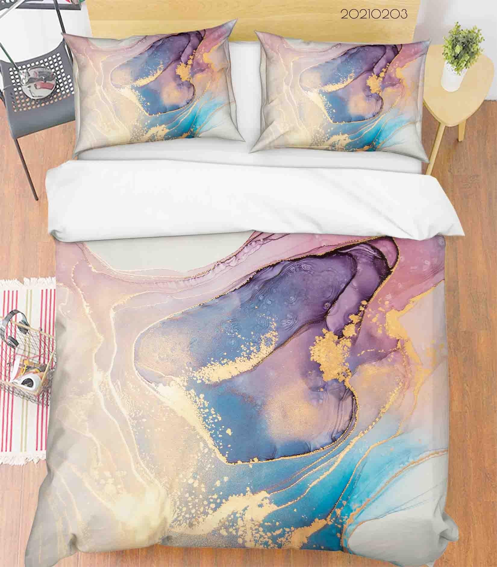 3D Colorful Marble Texture Quilt Cover Set Bedding Set Duvet Cover Pillowcases 60- Jess Art Decoration
